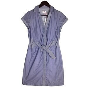 Vineyard Vines Tie Front Mixed Stripe Shirt Dress Blue White Size 4‎ NWT $148